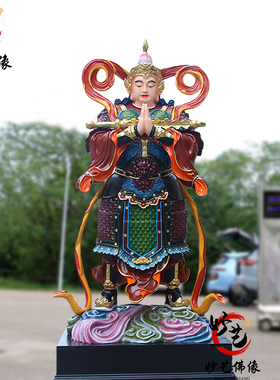合掌韦陀菩萨树脂玻璃钢韦陀佛像铜雕神像寺庙雕刻真身供奉摆件