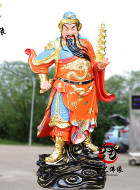 托塔李天王树脂玻璃钢李靖元帅铜雕生漆脱胎托塔天王李靖真身摆件