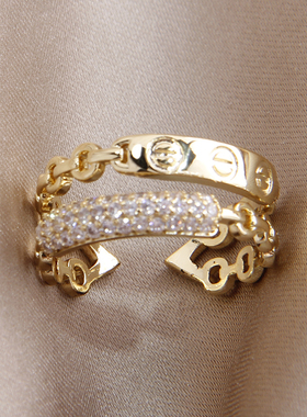 菲颜施女锆石日韩简约开口戒指