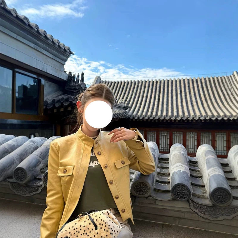早安樊樊Aut.时区洋气chic摆脱路人感!!立领收腰窄版皮衣外套