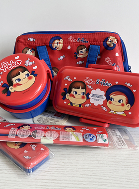 现货日本购回Skater不二家Peco酱饭盒双层便当盒筷子勺餐具保冷包