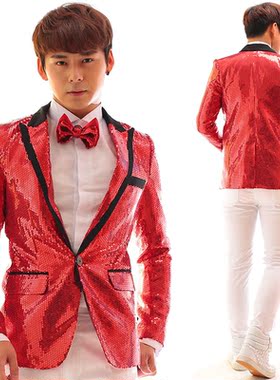 西装亮片红色外套  舞台服 闪亮wt