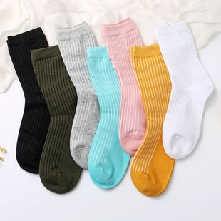 花潮花汐精梳棉袜子 女中筒春秋款短袜 吸湿排汗防滑耐磨三双装袜