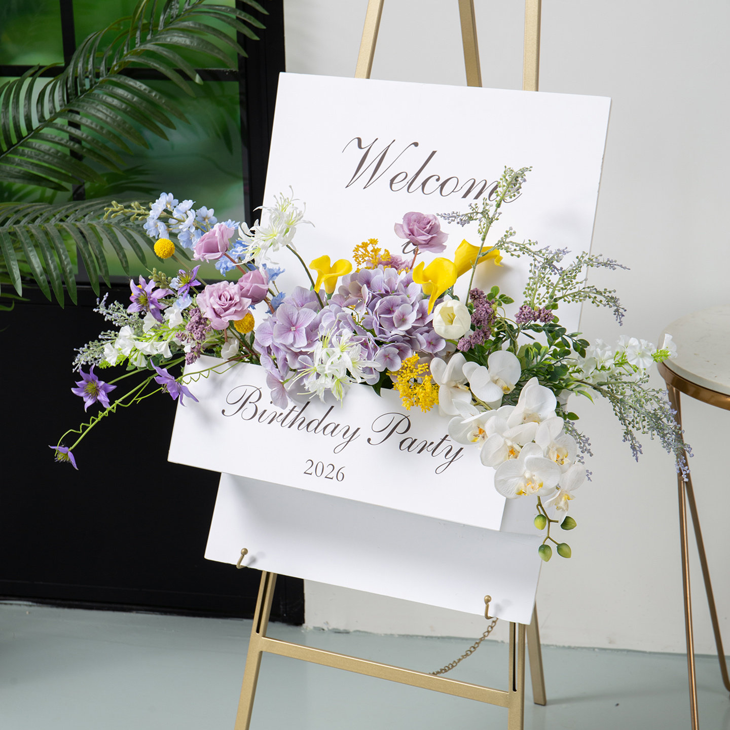 仿真花艺套装婚庆活动店面广告牌水牌指引牌花艺迎宾花架内嵌花束