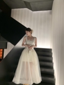 夏季 白色女神氛围感超仙长裙缎面网纱背心裙高级感礼服连衣裙显瘦