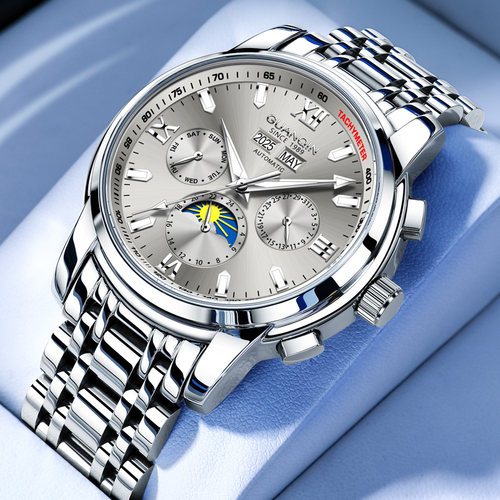 冠琴全自动镂空防水机械男表