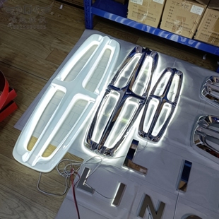 不锈钢三维车标定做林肯发光标志门头悬挂立体徽标亚克力吸塑灯箱