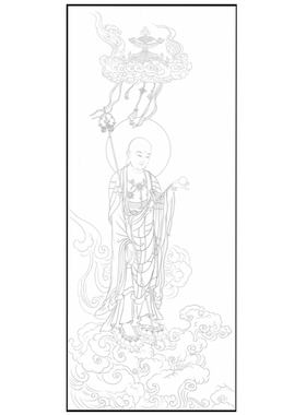 地藏王菩萨白描底稿工笔佛像人物线稿线描纸质打印稿