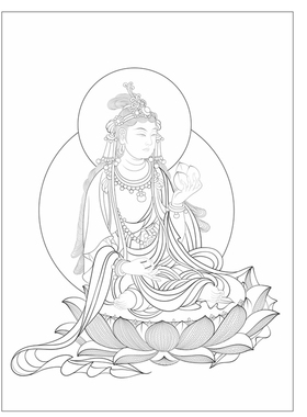 高清张大千敦煌壁画菩萨白描底稿工笔画佛像线稿线描实物打印勾线
