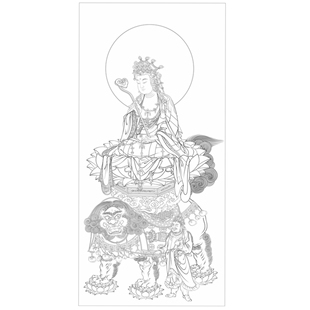 高清文殊菩萨白描底稿工笔画佛像线稿勾线线描实物纸质打印非宣纸