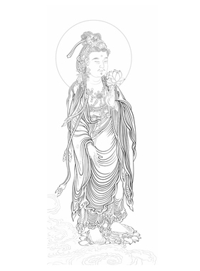 说经图莲花佛像白描底稿传统人物工笔画线稿线描实物打印勾线过稿