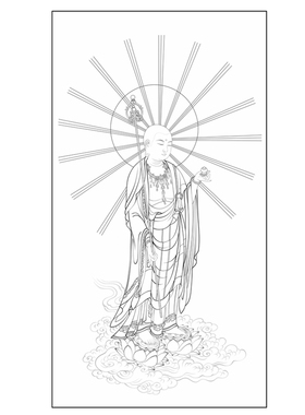 高清地藏王菩萨白描底稿国画工笔画佛像线稿线描实物打印勾线稿
