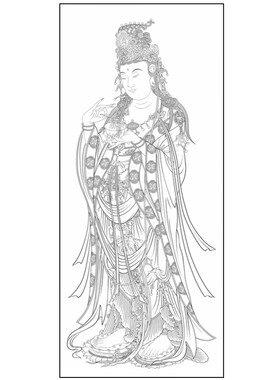 高清工笔画人物佛像宋人观音大士图线稿白描底稿勾线线描纸质打印