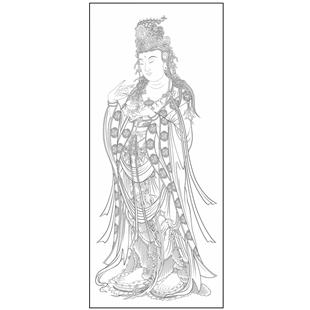 高清工笔画人物佛像宋人观音大士图线稿白描底稿勾线线描纸质打印