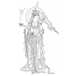 引路菩萨敦煌壁画佛像工笔画白描底稿线描实物打印稿非宣纸过稿