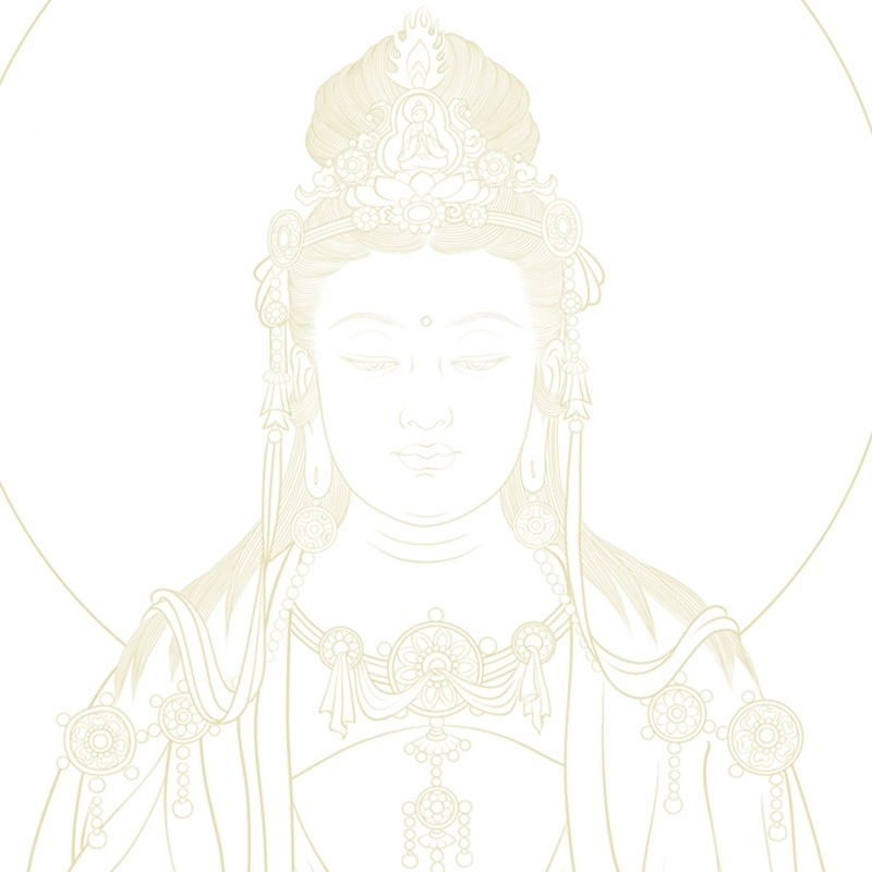 观音菩萨静心精美大幅描金线稿白描稿菩萨描线佛像线描纸质打印稿