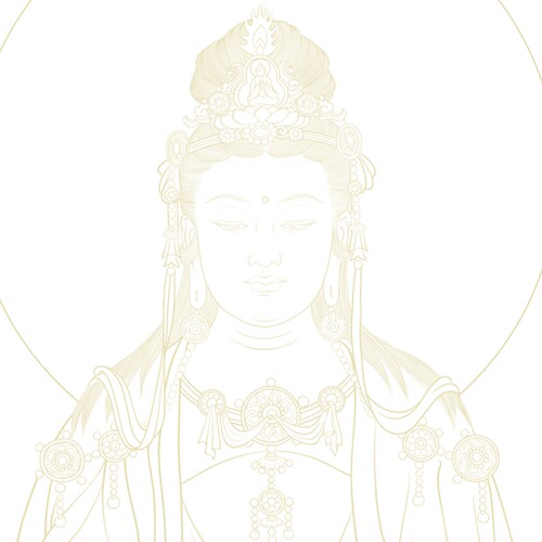 观音菩萨静心精美大幅描金线稿白描稿菩萨描线佛像线描纸质打印稿