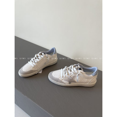 UIMI/ 出口渠道！24ss透明底做旧星星小脏鞋女平底休闲板鞋小白鞋