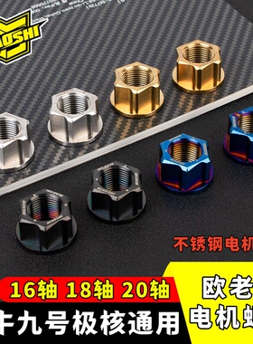 欧老师不锈钢电机螺母小牛九号16 18 20轴全顺 豫玛 原装电机改装