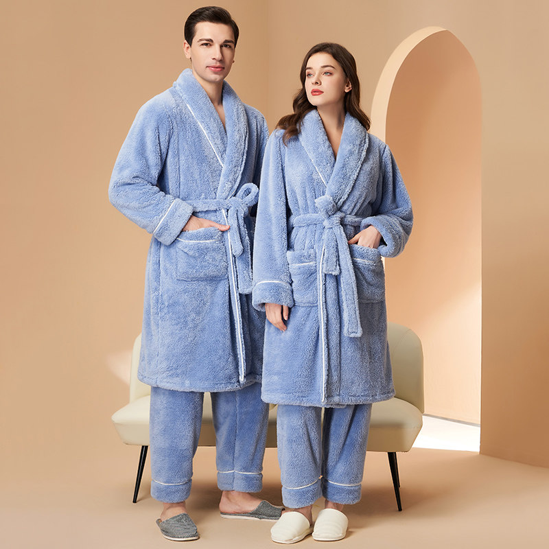秋冬季双面加绒加厚睡衣男珊瑚绒法兰绒情侣长款睡袍女家居服套装,女士内衣/男士内衣/家居服,睡衣/家居服套装,淘宝优惠券,粉丝福利购,淘宝优惠卷