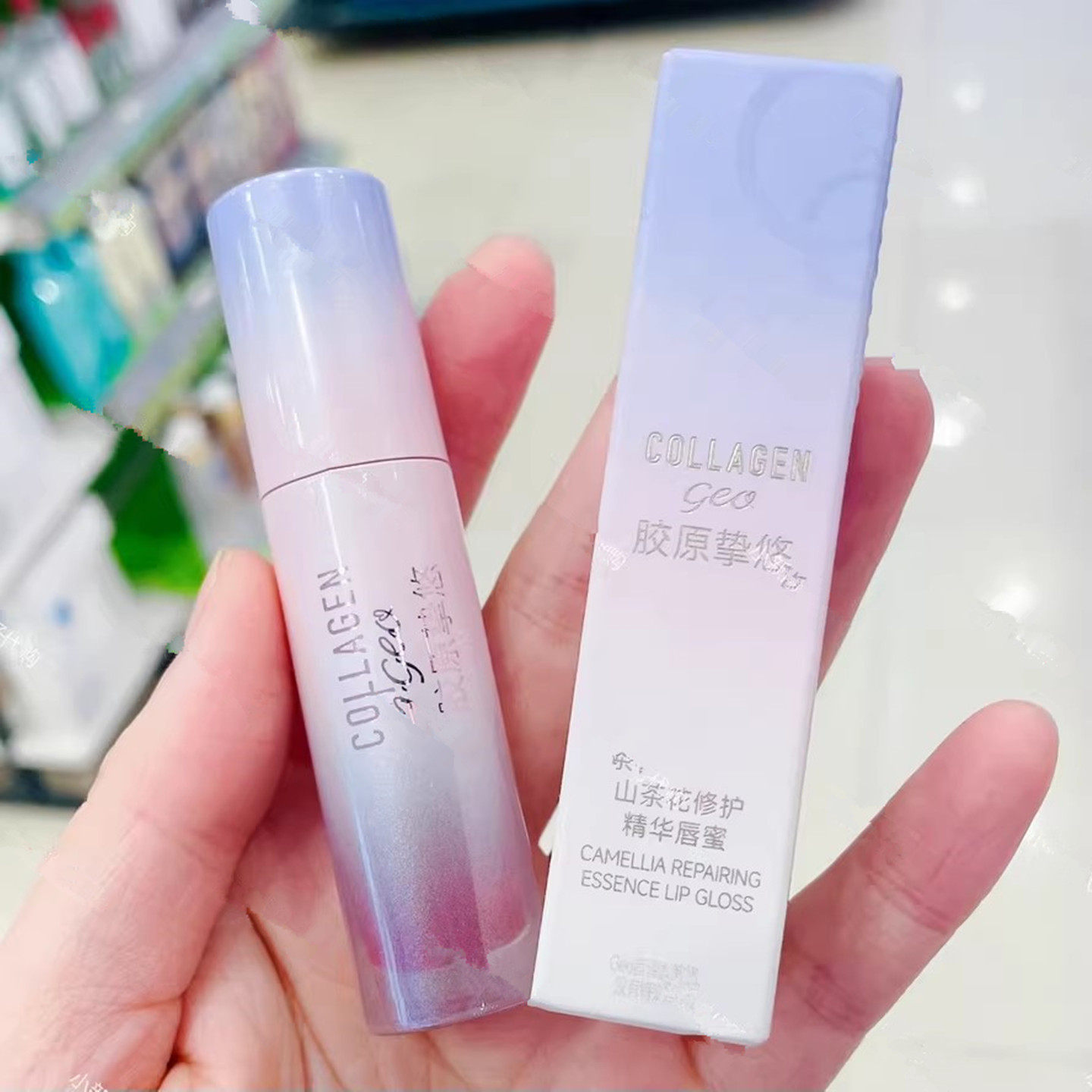 屈臣氏挚悠山茶花修护精华唇蜜3.2g亮泽唇膏骨胶原哑光口红3.6g