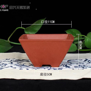 包邮 宜兴紫砂花盆139特价 手掌盆长方紫砂原矿手工透气办公盆冲量