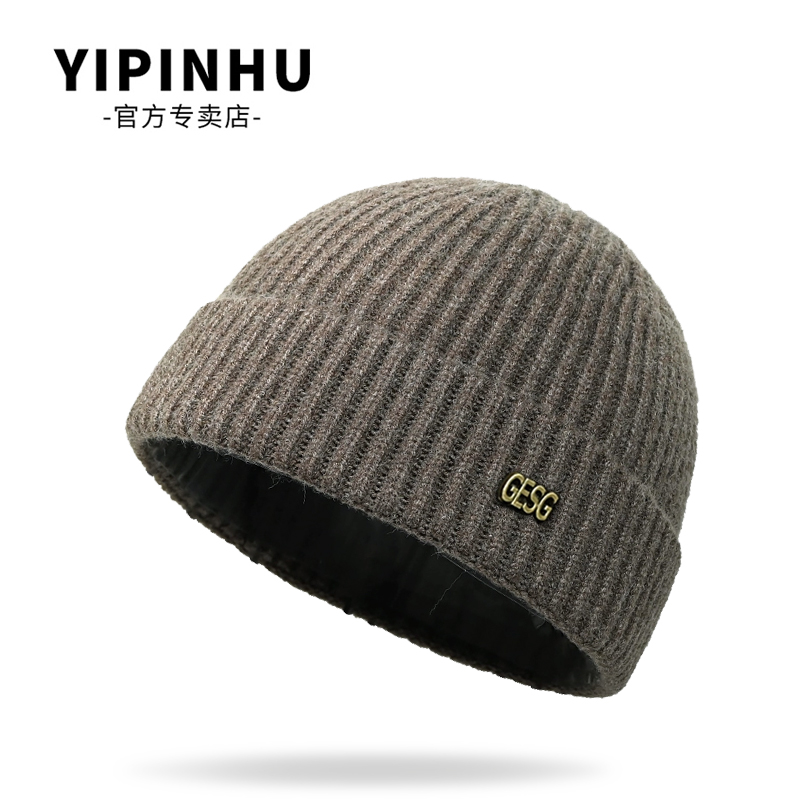 YIPINHU 针织帽冬季男士痞帅美式短款瓜皮冷帽户外街头保暖毛线帽