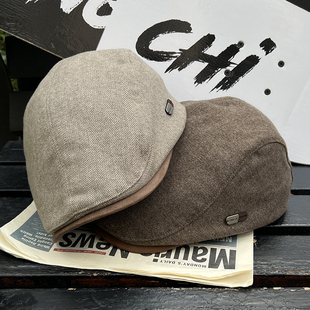 2025新款秋冬仿羊绒复古前进帽女贝雷帽潮酷男款鸭舌帽子可调节