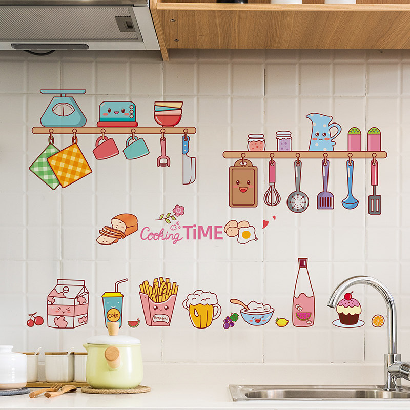 家用柜灶台卡通风耐高温防油贴纸