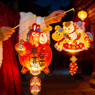 灯笼新款2026年中国风马年儿童手提小马花灯挂饰元宵节手工diy