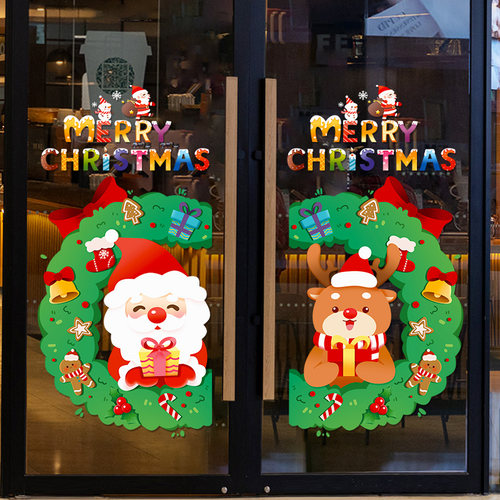 圣诞节装饰品玻璃门贴纸圣诞老人