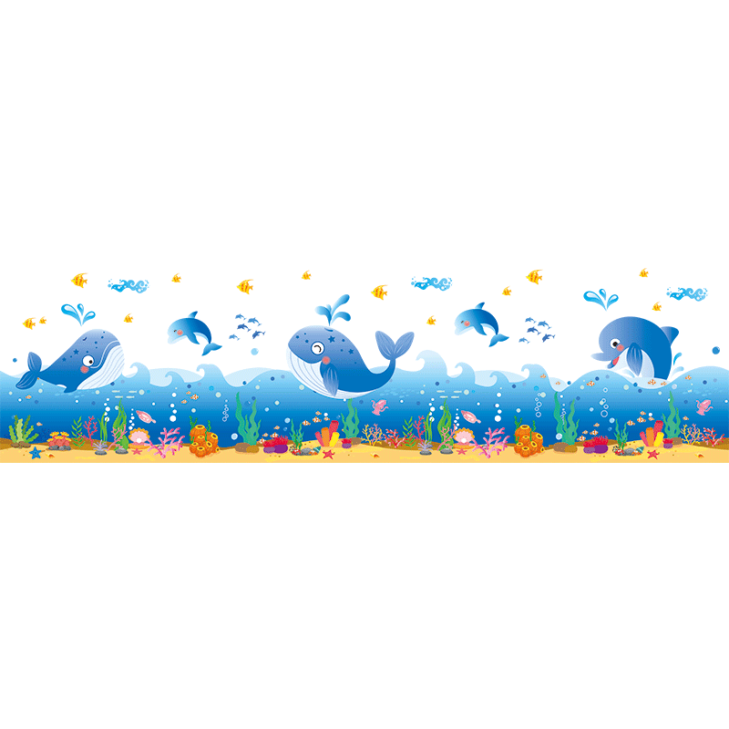 小学走廊转角踢脚线墙面自粘海洋