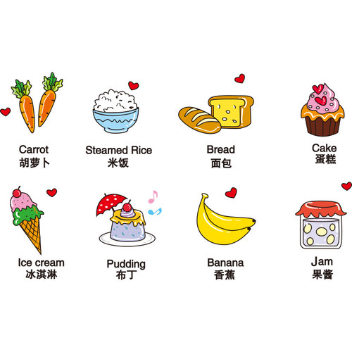 可爱柜门儿童房墙壁面包冰箱贴纸