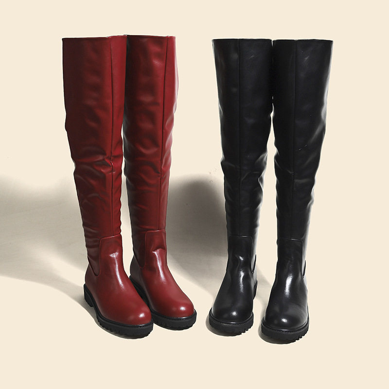 欧美风时尚过膝靴35-43大码骑士靴 圆头粗跟长靴后拉链女士瘦瘦靴,女鞋,骑士靴,淘宝优惠券,粉丝福利购,淘宝优惠卷