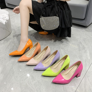 33-43码女士高跟鞋尖头浅口小皮鞋OL工作鞋大码女鞋cos伪娘变装鞋