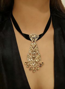 欧美跨境饰品 时尚镂空重工领带choker项链 小众设计轻奢风配饰