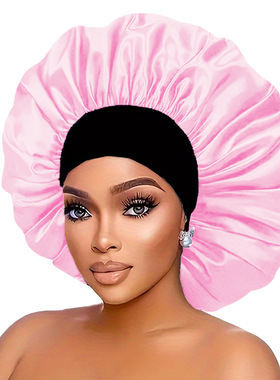 跨境热卖双色宽边睡帽男女士色丁套头帽高弹力美容化疗帽 Bonnet