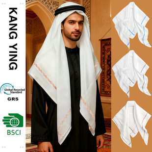 跨境热销阿拉伯男士大头巾迪拜沙特白色方巾迪拜外中东贸爆款围巾
