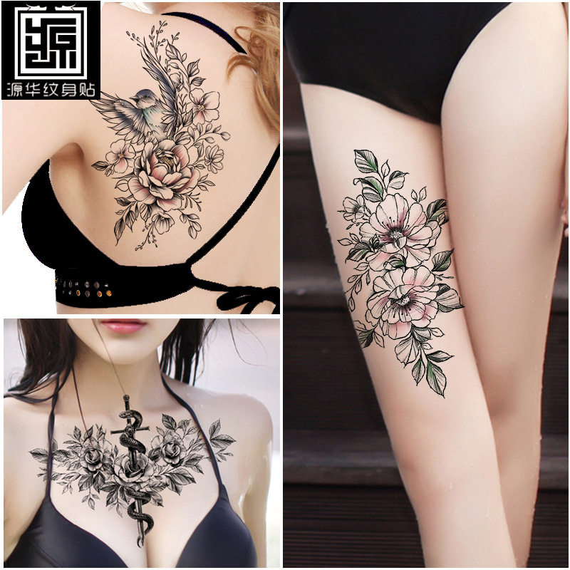 花臂纹身贴防水美腿贴胸口女士纹