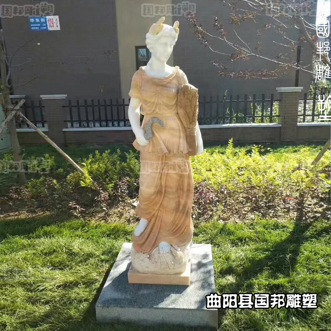 石雕西方人物少女雕塑汉白玉欧式四季女神大理石天使雕像园林摆件