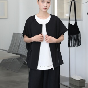 可抽腰百搭拉链式 BEST时尚 洋气纯色短袖 外搭女2026夏新款 上衣 开衫