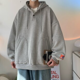 【满两件包邮】2026春季新款青少年港风头套卫衣宽松百搭情侣外套