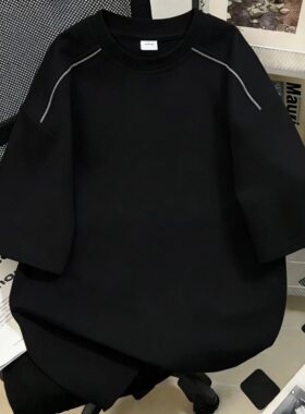 12811【满两件包邮】2026夏季新款青少年港风拉链装饰圆领T恤短袖