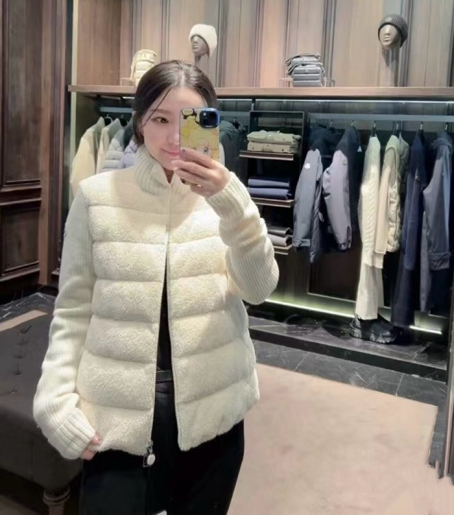 M蒙家羽绒服女短款25秋冬针织拼接袖时尚外套