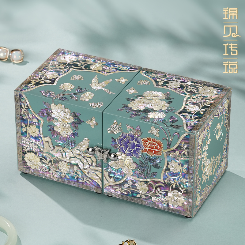 锦贝传说螺钿首饰盒生日礼物送闺蜜订婚三金盒戒指手镯项链收纳盒
