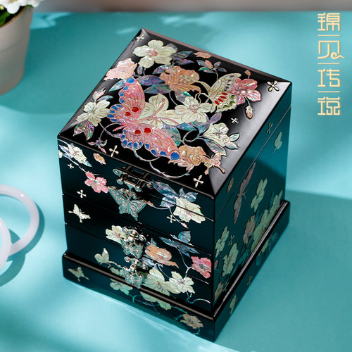锦贝传说螺钿首饰盒多层珠宝收纳