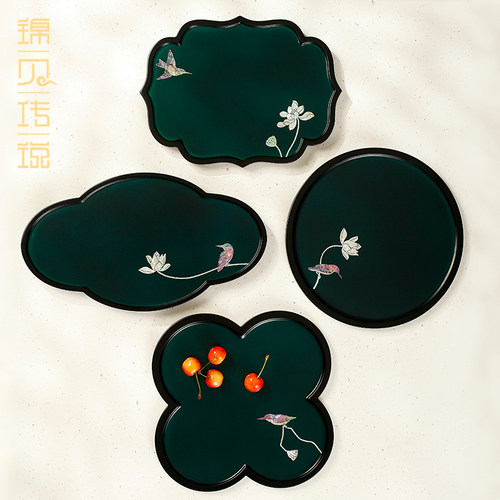 锦贝传说螺钿漆器家用茶具托盘