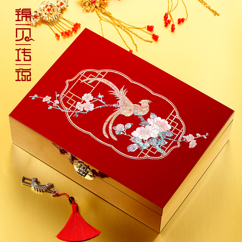 房产证件礼金盒螺钿漆器锦贝传说