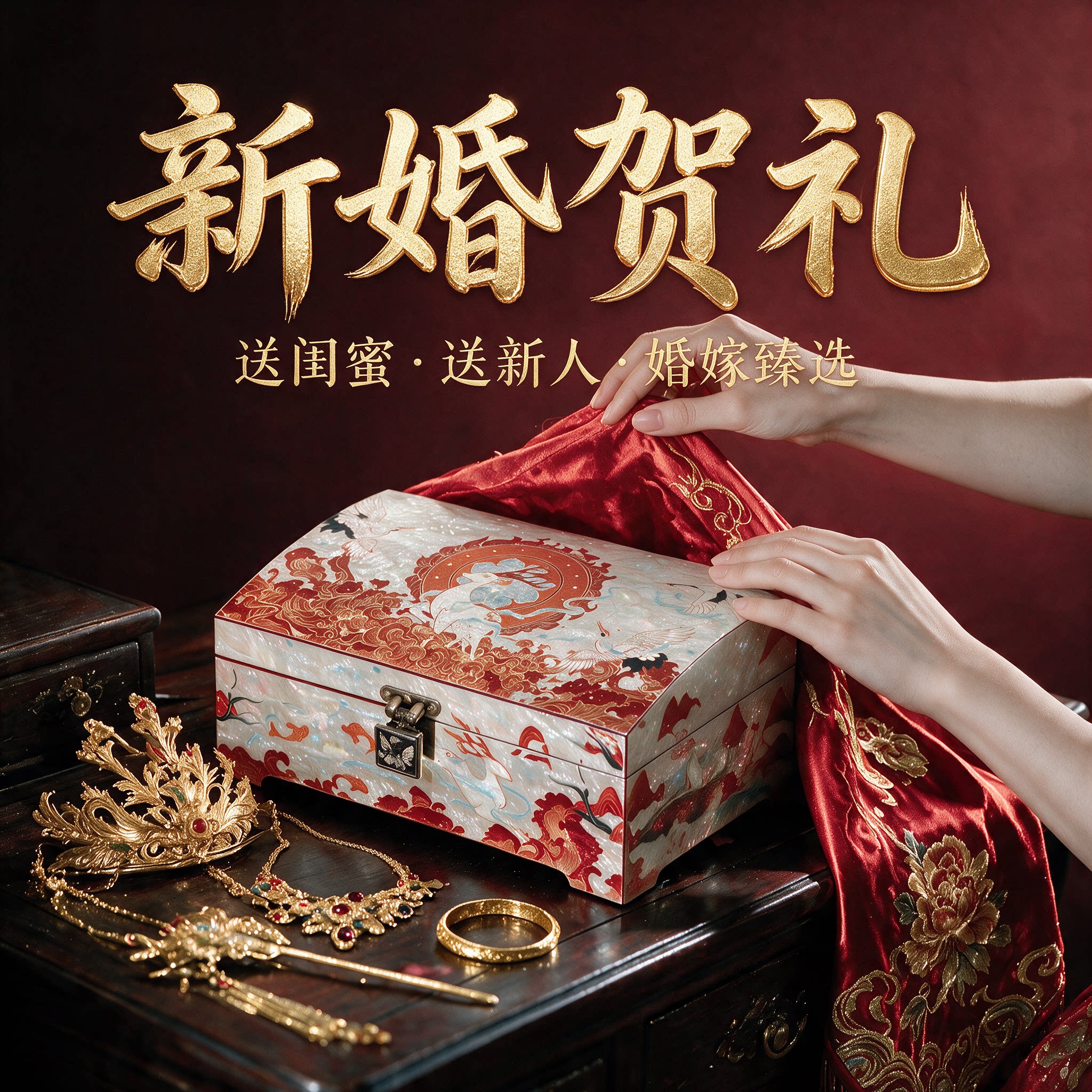 非遗螺钿漆器首饰收纳盒珠宝盒送女友爱人老婆闺蜜高档新婚礼物