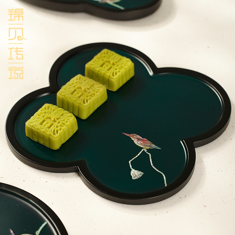 锦贝传说螺钿漆器茶盘家用茶具台古风小型托盘放茶叶杯干泡台茶海
